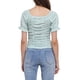 thumbnail image 3 of INSPIRAR CHIC Blusa de campesina floral ajustada con smock para mujer en cian, talla XS, 3 of 6