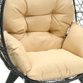 thumbnail image 3 of Dextrus Egg Chair Wicker Outdoor Indoor Oversized Large Lounger with Stand Cushion Egg Basket Chair 350lbs Capacity for Patio, Garden Backyard Balcony, Beige, 3 of 10