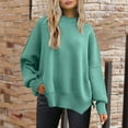 thumbnail image 2 of WEAIXIMIUNG Red Oversized Sweater Women Women's Crewneck Batwing Long Sleeve Sweaters 2024 Fall Oversized Ribbed Knit Side Slit Pullover Tops, 2 of 5