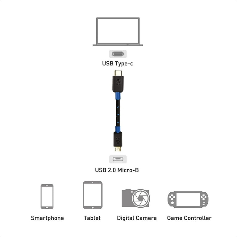 Cable Matters 3.3 ft Braided Micro USB to USB-C Cable in Black