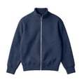 thumbnail image 3 of Fmbrln Mens Solid Color Sweatshirt Zip Up Stand Collar Knit Jacket Fall Winter Long Sleeve Fashion Tops Navy 4XL, 3 of 6