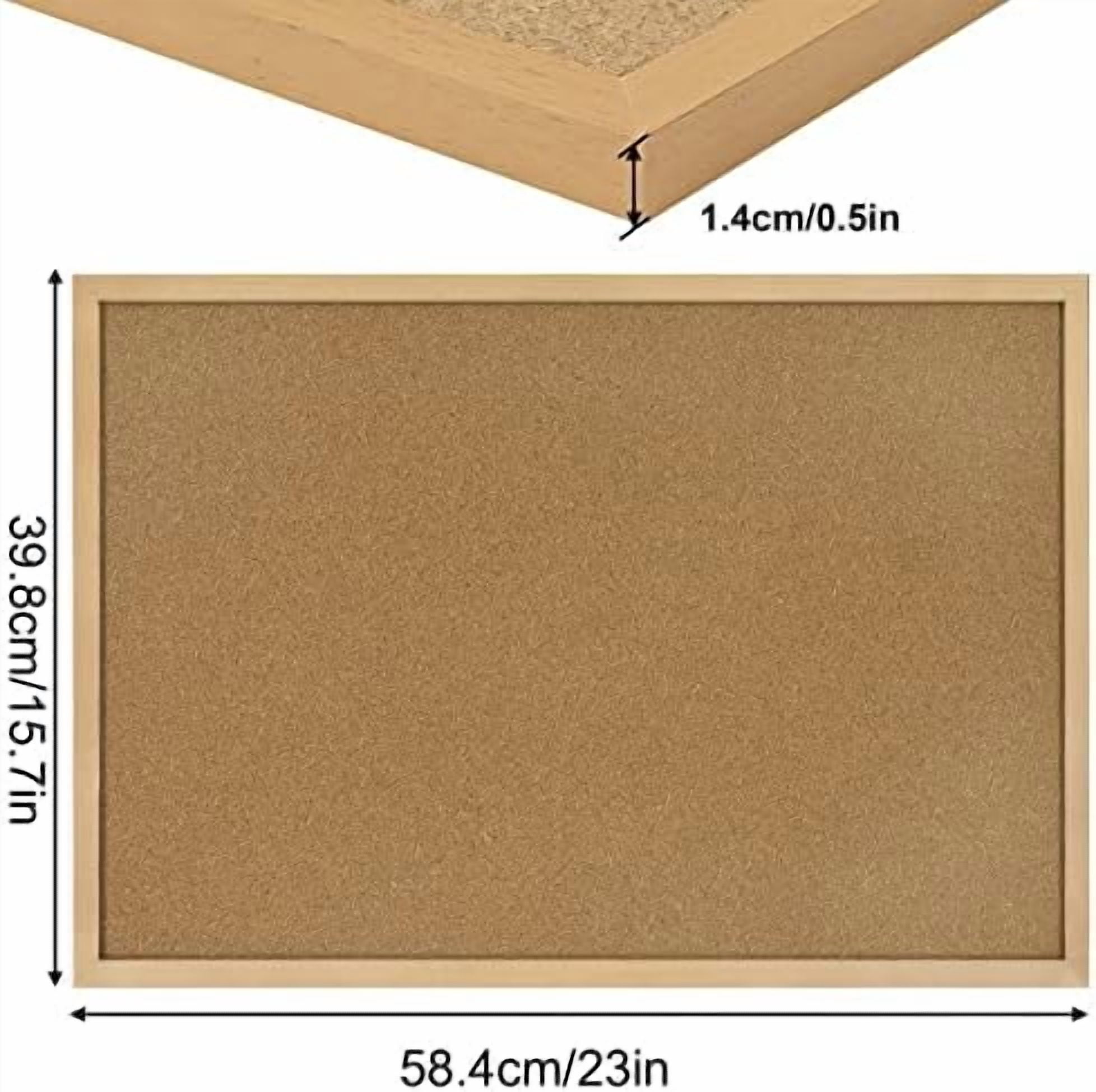 Cork Board Bulletin Board 23 x 15.7Inches with Rectangle Wooden Frame Hanging Pin for Walls Office Message Board or Vision Board Decoration