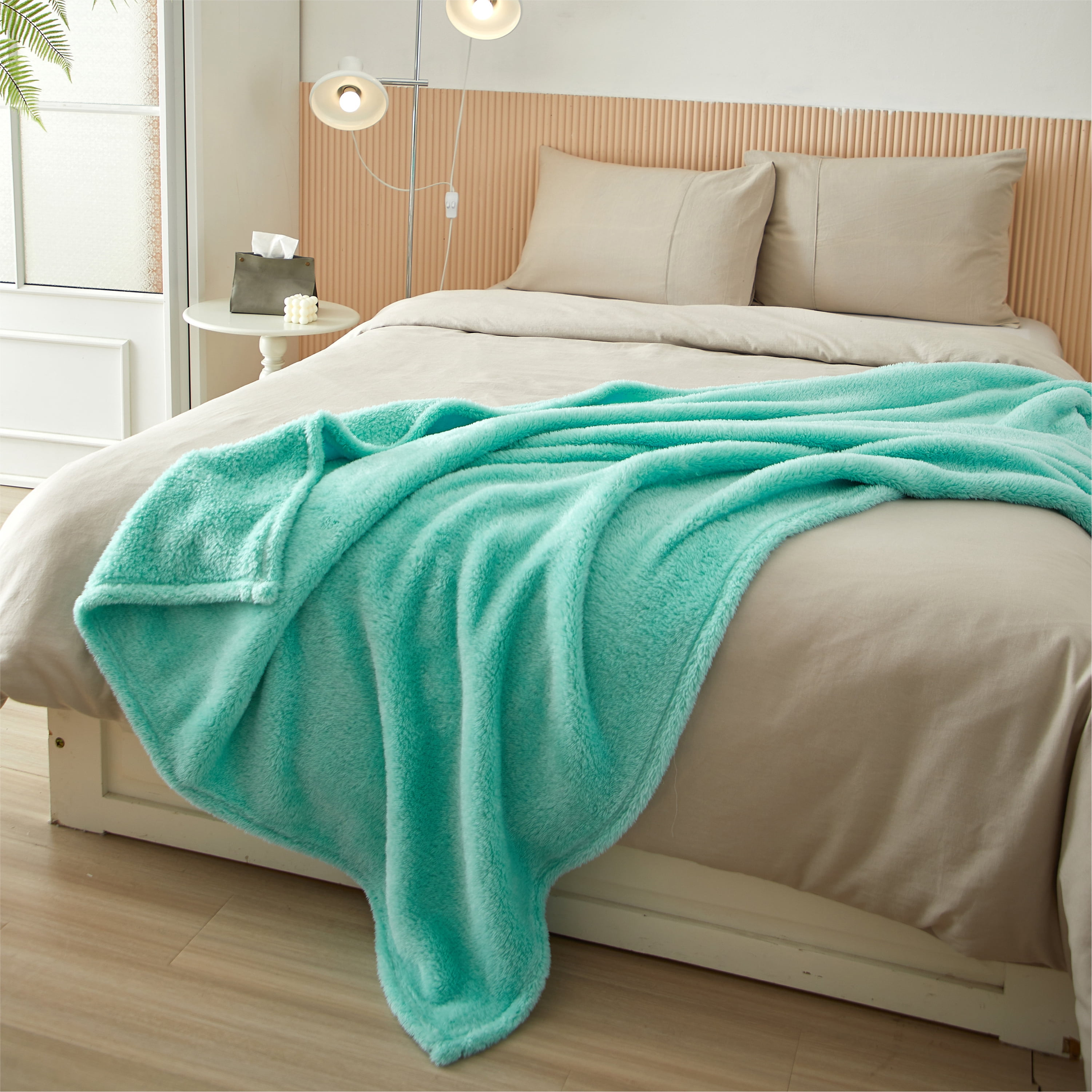 Your Zone Soft, Teal, Oversized, Fuzzy Throw Blanket for Kids, 72 x 50 inches