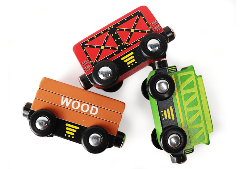 Leo and Friends 9 Pieces Wooden Train Cars Wooden Train Toys