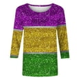 thumbnail image 4 of PMUYBHF T-Shirt Mode Décontracté Col Rond Carnaval Imprimé 3D Manches Sept Quarts pour Femmes 2583 m, 4 of 5