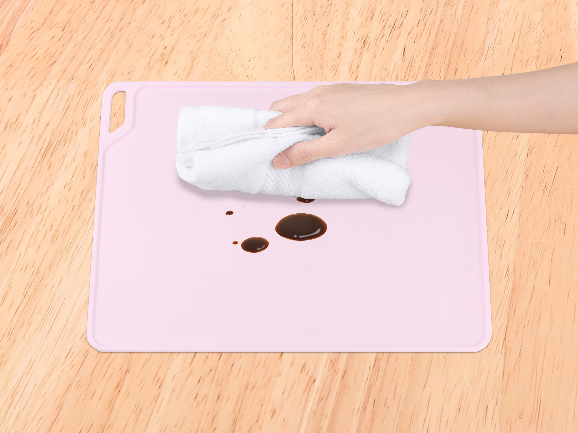 Unique Bargains Set of 6 Silicone Placemats for Kitchen Dining Table Decor Pink