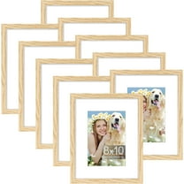 10 Pack 8x10 Picture Frames, Holds 5x7 Pictures with Mat or 8x10 Unmatted, Wall Art Collage Display for Living Room Bedroom, Natural