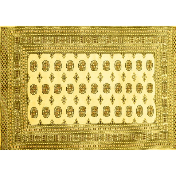 Ahgly Company Machine Washable Indoor Rectangle Persian Yellow Traditional Area Rugs, 2' x 4'