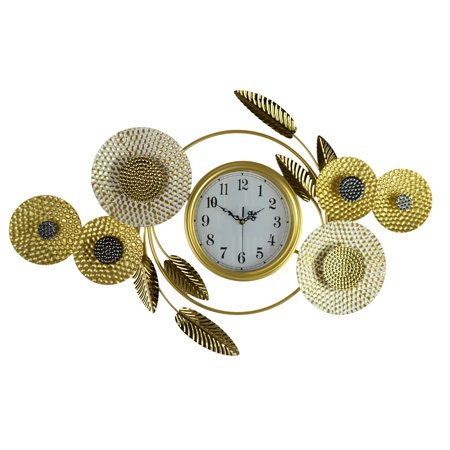 37 Metal Gold Sunflower Wall Clock
