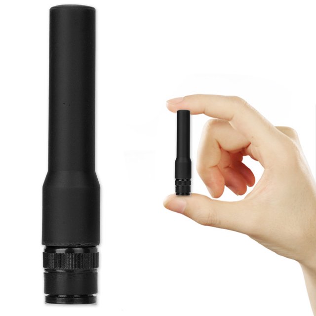 SF-20 BNC macho 144/430 MHz silicona suave banda dual móvil radioaficionado antena corta (negro)