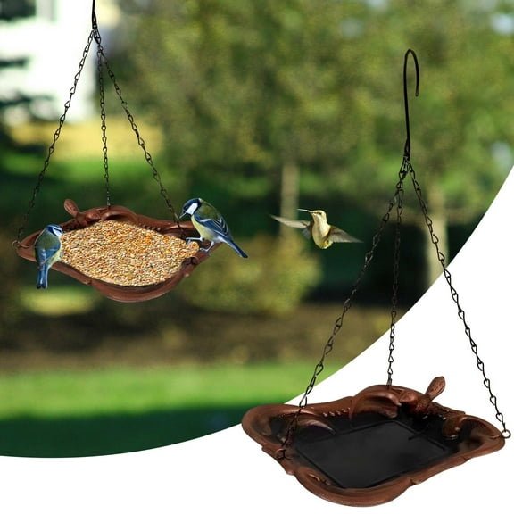 sruoe Bird Feeder, Hanging Bird Feeder Tray, Bird Feeders Outdoor, Cardinal Bird Feeder, Hopper Feeder, Small Large Bowl Wild Bird Feeders for Garden Decor, Metal