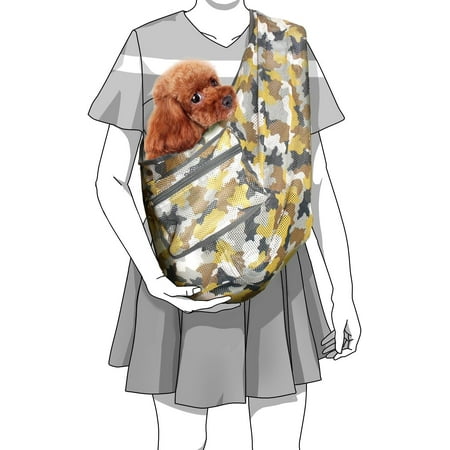 Hgudesign Foldable Camouflage Print Mesh Dog/ Carrier Crossbody Sling Bag Medium Size (Ideal for Dog/ Below 7kgs /15.5lbs) (Camouflage )