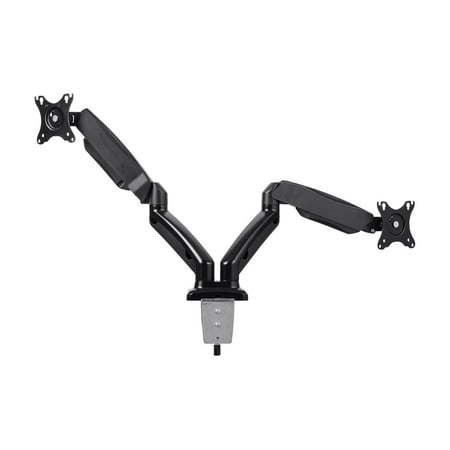 Monoprice Smooth Full Motion Dual Monitor Adjustable Gas Spring Desk Mount - Black For Smaller Screens, Supports Up To 27 inch Monitors, With 14.3 LBS Max Weight Per Display, Easy