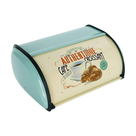 Roll Top Lid Stainless Steel Bread Box, Vintage Food Storage Box