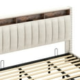 thumbnail image 6 of Uforic Lift Up Bed Frame with Storage & LED Lights, Upholtered Bed with Power Outlets, King, Beige, 6 of 8