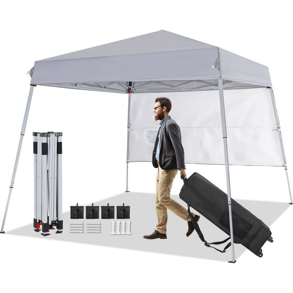 LLToo 8 ft Pop Up Outdoor Canopy Beach Tent Sun Shade Portable Canopy Tent Gray