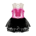 thumbnail image 3 of CHICTRY Girls Ballerina Dance Dress Outfit Bronzing Cloth Mesh Tutu Skirted Leotard Ballet Dance Costume Hot Pink 6, 3 of 5