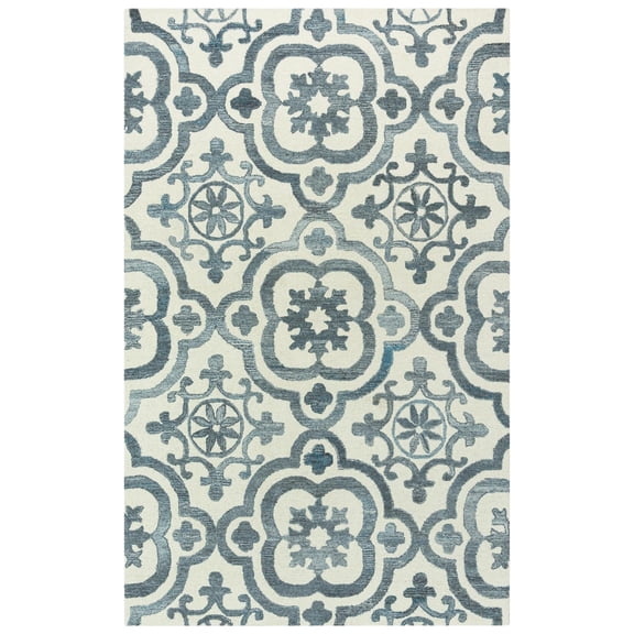 Alora Decor Neo 5'x7'6" Scroll Ivory/Blue Hand-Tufted Area Rug