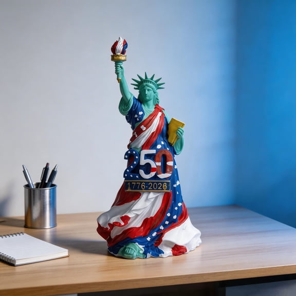 United States 250th Anniversary Statue of Liberty Figurine, 1776–2026 Patriotic Decorative Collectible Figurine, 4.92 Inches, Independence Day Decorations for Home and Office