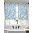 thumbnail image 2 of Spring Flowers Sheer Curtains 45 Inch Long 2 Panels, Retro White Floral Blue Retro Texture Light Filtering Rod Pocket Semi Sheer Curtains, Sheer Voile Drapes for Living Room Bedroom, 52"x45", 2 of 5