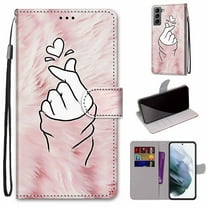 Wallet Case for Samsung Galaxy S23 Plus (2023), Allytech Premium PU Leather Folio Flip Anti-Lost Wristlet Card Slots Magnetic Buckle Shockproof Stand Case for Galaxy S23 Plus 5G, Pink Heart