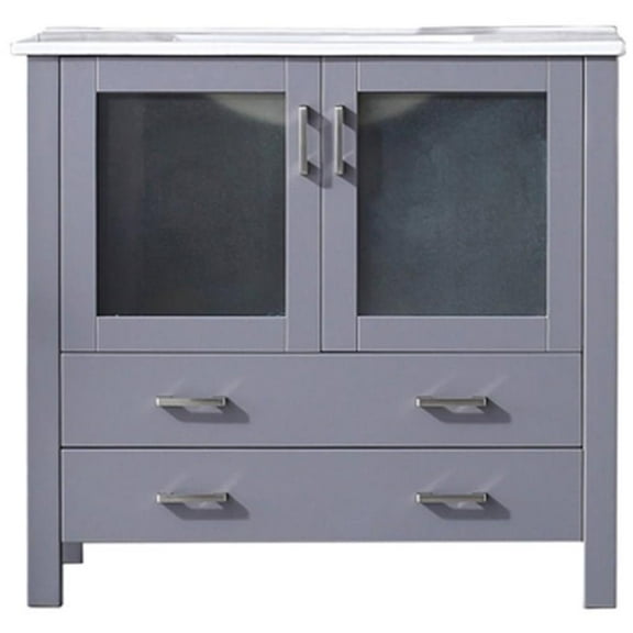 Lexora Home Volez 36" Single Vanity with Integrated Sink in Dark Gray