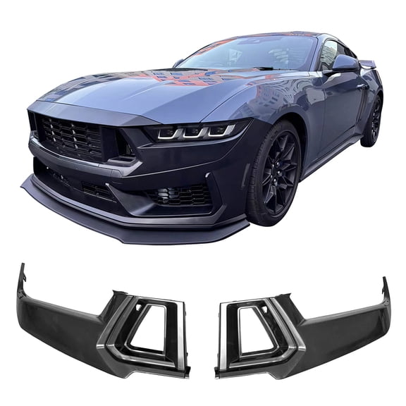 Ikon Motorsports Front Bumper Upper Side Grille Compatible with 2024-2026 Ford Mustang 7th Gen S650 Dark Horse Handling Package Style Unpainted Black ABS Replacement Vent Cover Insert 2PCS