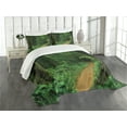 thumbnail image 3 of Ambesonne Jungle Quilted Bedspread Set 3 Pcs, Nature Call Park Design, King Size, Green, 3 of 5