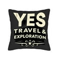 thumbnail image 4 of Set of 2 Vintage - Style Throw Pillow Covers 18x18in - Dark Black Background with Cream ' YES TRAVEL & EXPLORATION ' Text & Intricate Patterns for Couch Bed Car, 4 of 8