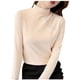 thumbnail image 2 of Tops formales,Camisa de mujer de color liso con cuello medio alto, blusa de poliéster de manga larga, top informal holgado para uso diario, sopatenor, 2 of 8