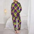 thumbnail image 6 of Goofa Mardi Gras Plaid Printed Women’s 2 Piece Pajama Set Super,Pajamas Women's Long Sleeve Sleepwear Soft Button Down Loungewear Pjs Lounge Set Nightwear-XX-Large, 6 of 9