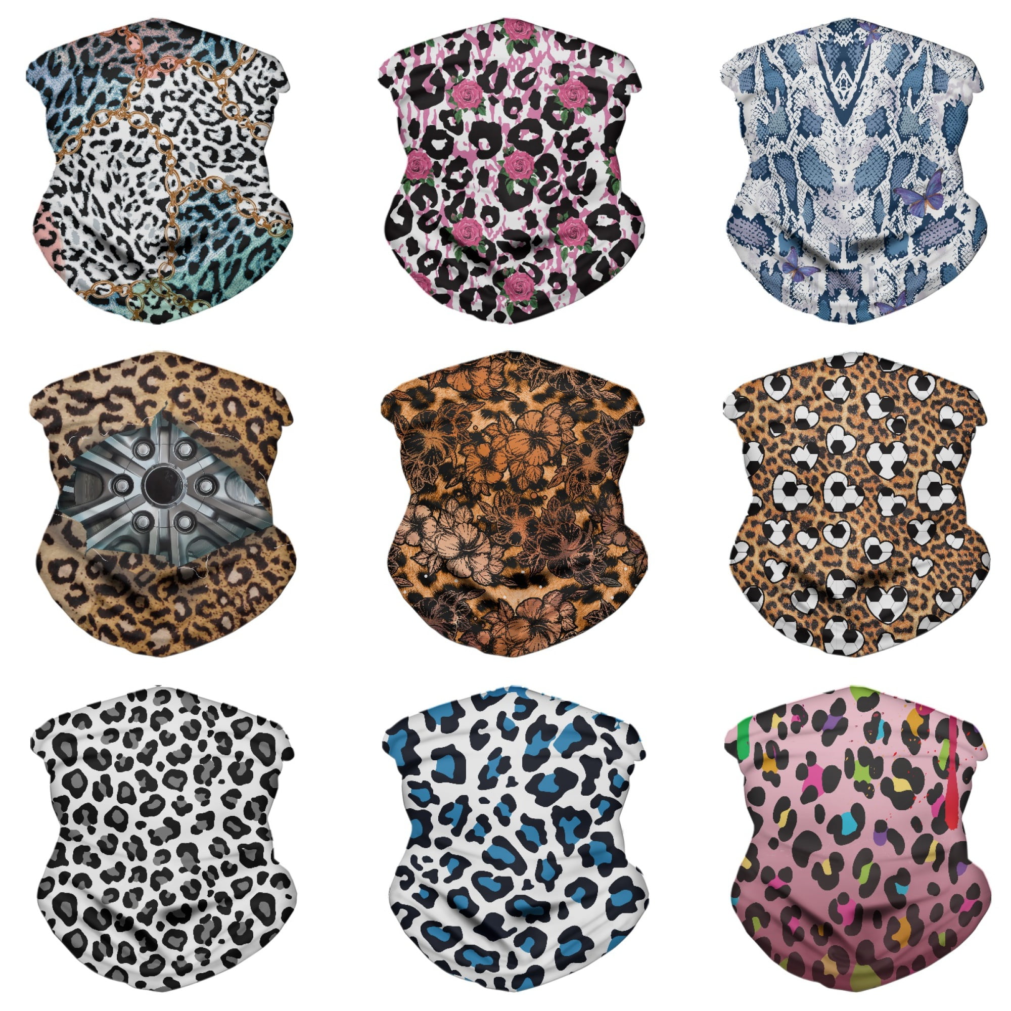 Bivenant Store Animal Skin Print Sun UV Protection Neck Gaiter Face Mask  Washable Reusable Face Cover Dust Wind Bandana Balaclava Tube Scarf for  Fishing Hiking Motorcycle,9Pack 