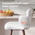 thumbnail image 4 of HomeZeer 26" Swivel Bar Stools Set of 2, White PU Leather with Back & Footrest, Solid Wood Legs Anti-Slip Base, Counter Height Stools for Kitchen Island, 4 of 10