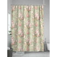 thumbnail image 5 of Pink Flowers Shower Curtain Set, Waterproof Shower Curtains for Bathroom, Green Country Botanical Floral Leaves Washable Fabric Cloth Bath Curtain for Bathtub Decoration with Hooks 72x78 Inches, 5 of 6
