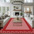 thumbnail image 4 of Valentine's Day Washable Area Rug 6 x 9 ft Vintage Red White Buffalo Plaid Branches Lace Border, Soft Non Slip Rugs Stain Repellent Indoor Felt Carpet for Living Dining Room Bedroom Home Office, 4 of 9