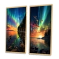 thumbnail image 3 of Designart "Magical Aurora Borealis Serene Arctic Lake III" Northern Lights Framed Wall Art Set Of 2 - Traditional Green Framed Canvas Set For Living Room Decor, 3 of 6