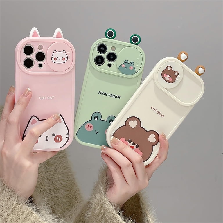 Slide Camera Cover Animal Ears Cat Bear Frog Phone Case Compatible with iPhone Case (Green,iPhone 12 Pro) Slide Camera Cover Animal Ears Cat Bear Frog Phone Case Compatible with iPhone Case (Green,iPhone 12 Pro)