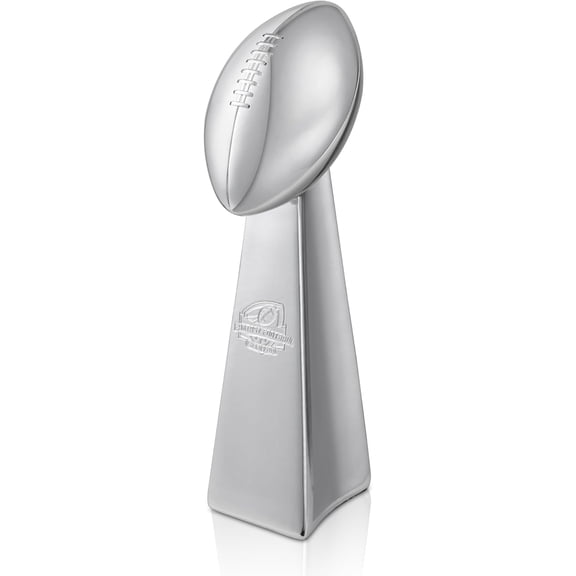 AISLE 3 ESSENTIALS Fantasy Football Trophy – 14" Chrome Lombardi-Style Championship Trophy, Premium Silver Replica Winner’s Cup with Laser-Etched “Fantasy Football Champion” Title and Velvet Base