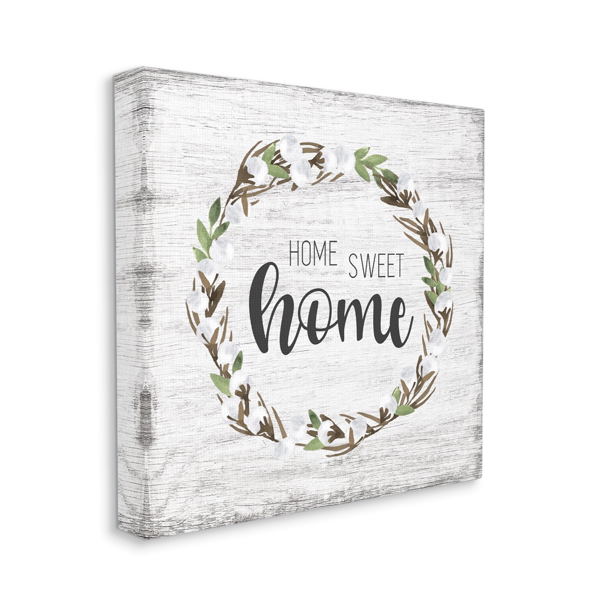 Stupell Industries Rustic Wreath Sweet Home Calligraphy Country Sign Graphic Art Gallery Wrapped Canvas Print Wall Art, Design by Natalie Carpentieri