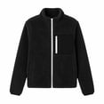 thumbnail image 6 of AGWOLF Fuzzy Fleece Jackets for Women Long Sleeve Warm Teddy Coats Faux Shearling Shaggy Full Zip Jacket with Zipper Pockets Black M, 6 of 9