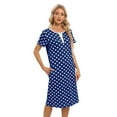 thumbnail image 5 of WBQ Women's Nightgown Short Sleeve Polka Dot Sleepshirts Spring Summer Loungewear House Dress with Pockets Soft Comfy Button Nightshirt Henley Nightdress, Blue S-XXL, 5 of 9