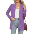 thumbnail image 2 of Hueook Winter Coats for Women Solid Color Long Sleeve Casual Tops Blouse with Pocket Cardigan Coat Purple L, 2 of 9