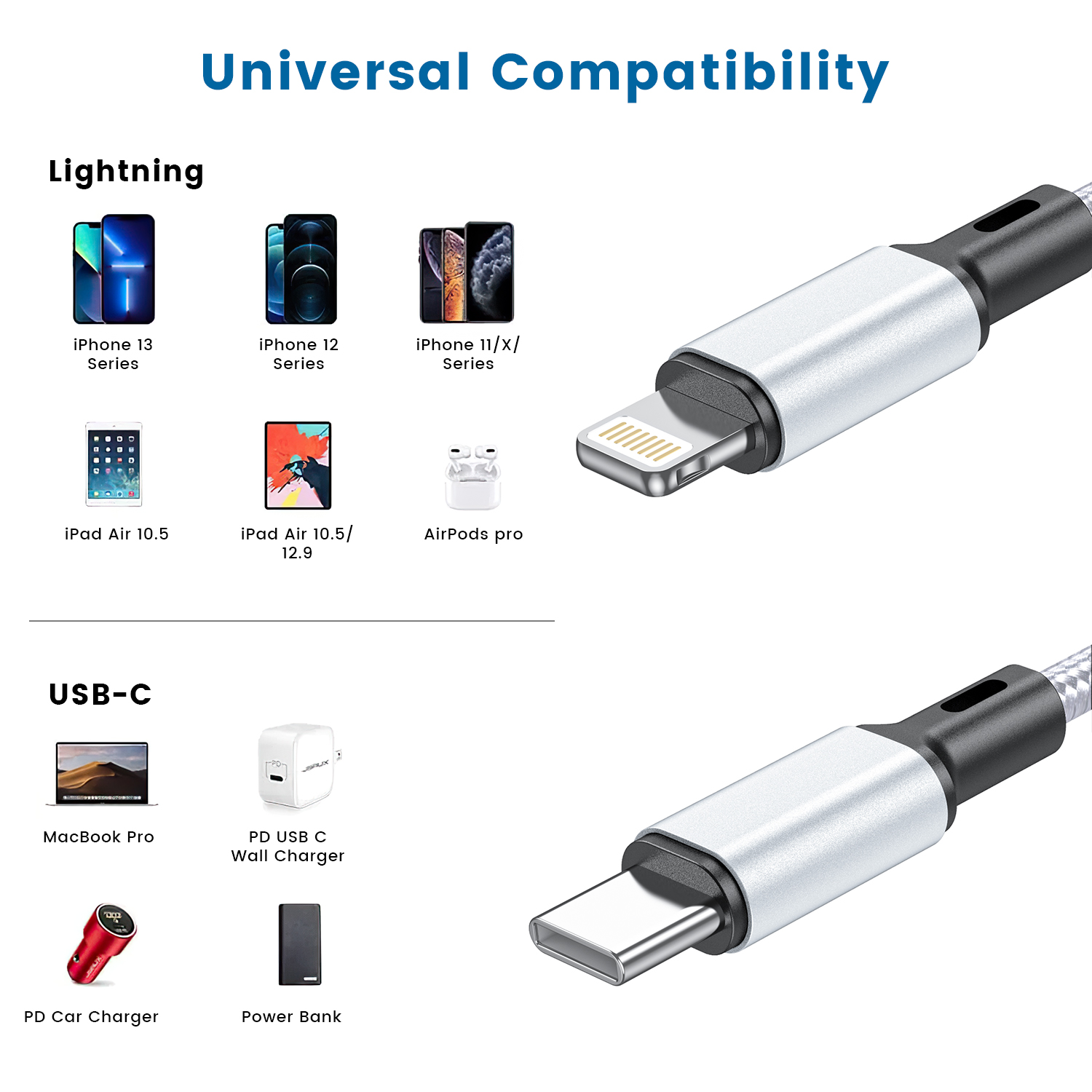 Cshidworld USB-C to Lightning Cable 3-Pack (6ft, 6ft, 10ft) photo 7