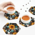 thumbnail image 7 of Pofeuu Vintage Sunflowes Print Leather Coasters Set of 6, Round Cups Mugs Mat Pad for Home Kitchen Heat Resistant Drink Coasters,Hexagon, 7 of 7