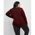 thumbnail image 3 of Hanes Women's Long Sleeve V-Neck Cotton T-Shirt (Plus Size) Mulled Berry 2X, 3 of 4