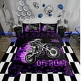 thumbnail image 2 of Erosebridal Dirt Bike Comforter Sets,Cool Motorcyclist Comforters & Duvets,Black Purple Bedroom Decor,Reversible,Breathable,2pcs, 2 of 7