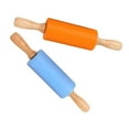 thumbnail image 1 of Mini rodillo, paquete de 2 rodillos con mango de madera para niños, rodillos de silicona antiadherentes para el hogar, cocina, pastel para niños, 9 pulgadas Ormromra SNFLD1412, 1 of 8