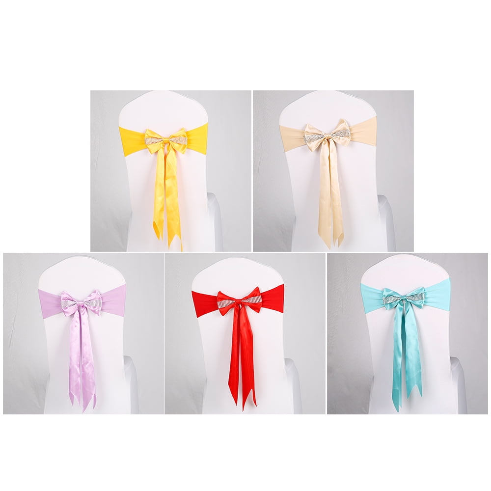 Chair Sash Bow Elastic Chair Ribbon Back Tie Bands for Wedding Party