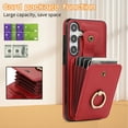 thumbnail image 4 of Phone Case for Samsung Galaxy A36 5G Wallet Cell Cover with Crossbody Strap, Ring Stand RFID Blocking Credit Card Holder Shockproof Drop Protective Case for Galaxy A36 5G Women Girls, Red, 4 of 10