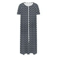thumbnail image 5 of Fartey Women's Zipper Front Robes Cute Heart Print Short Sleeve Nightgown Long House Coat Full Length Loose Loungewear with Pockets Black S, 5 of 8